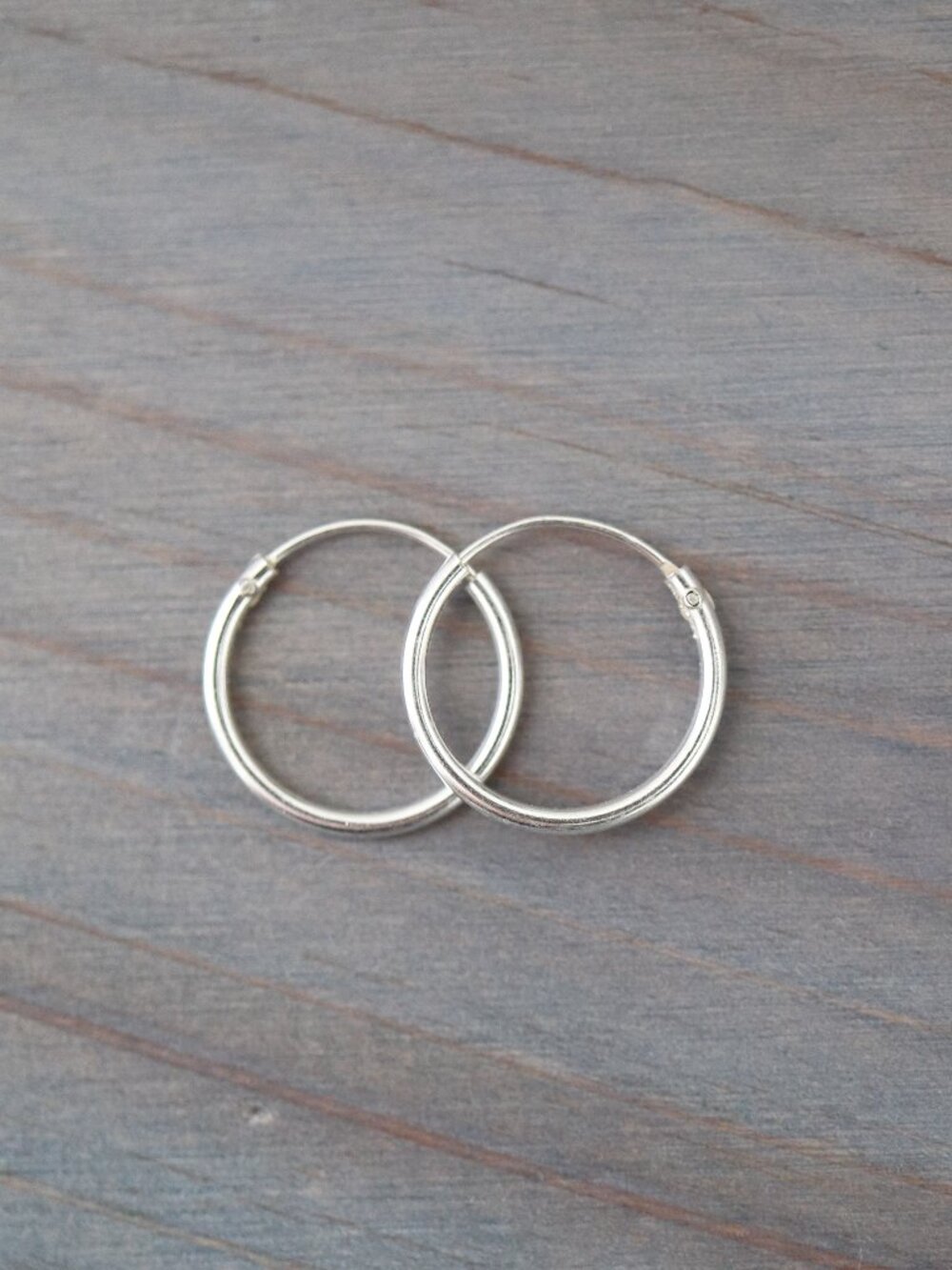 14mm S925 Hoop Earrings Lightweight Continuous Style Sterling Silver Stamped 925